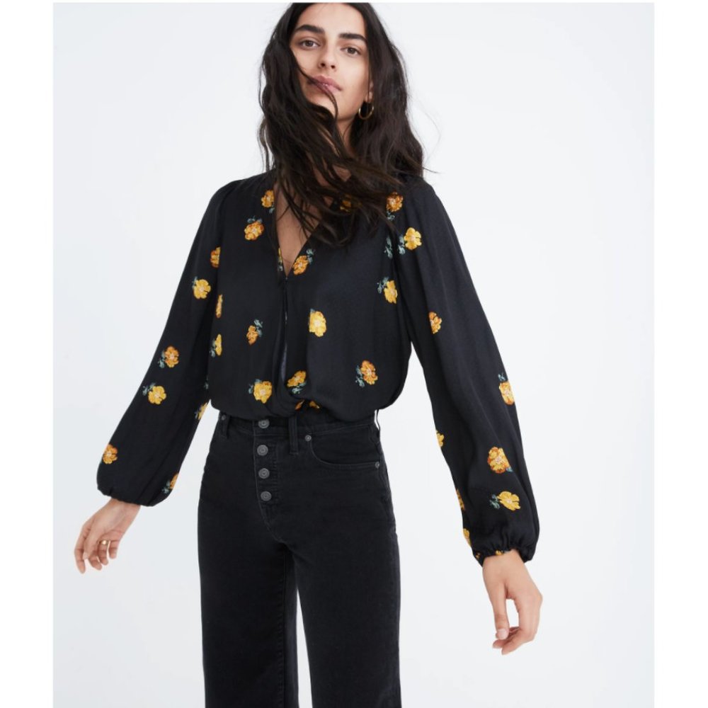 Madewell • Bubble-Sleeve Wrap Top in Floating Florets • Medium